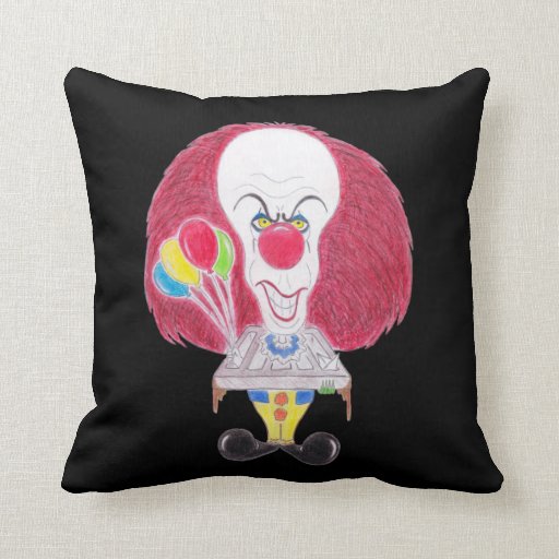 Horror Movie Clown Drawing Caricature Pillow Throw Pillow