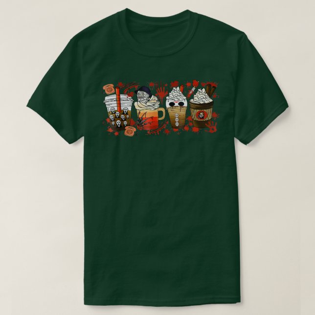 Horror Movie Coffee Halloween Spooky Season Fall C T-Shirt (Design Front)