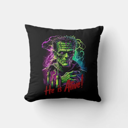 Horror Movie Frankenstein Monster Halloween Throw Pillow
