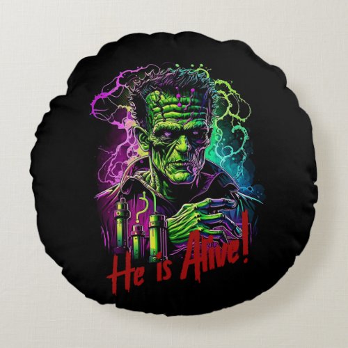 Horror Movie Frankenstein Monster Halloween Throw Round Pillow