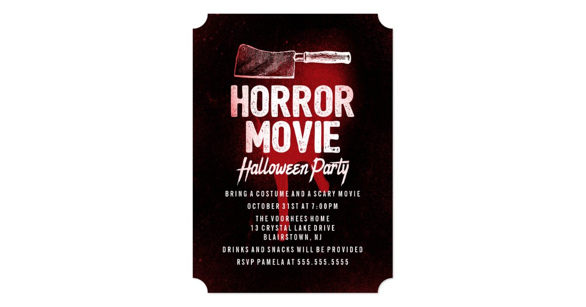 Horror Movie Halloween Party Invitation | Zazzle.com