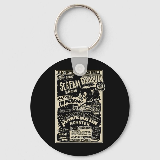 Horror Movie Monster Mummy Dracula Werewolf Franke Keychain (Front)