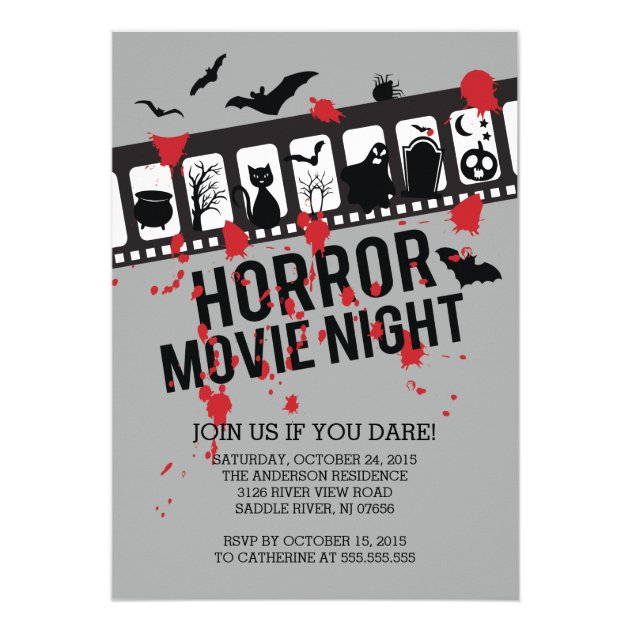 Horror Movie Night Filmstrip Halloween Party Invitation