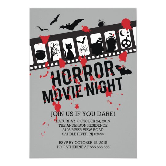 horror movie night filmstrip halloween party invitation zazzle com