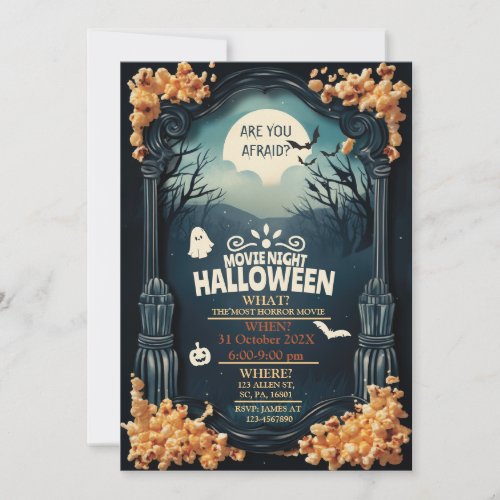 HORROR MOVIE NIGHT HALLOWEEN PARTY INVITATION