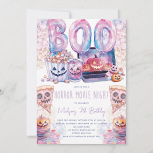 Horror Movie Night Halloween Sleepover  Invitation