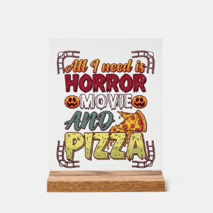 Horror Movie Pizza Halloween Pumpkin Skull Slice_1 Acrylic Sign