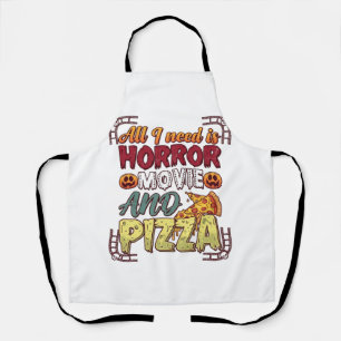 Horror Movie Pizza Halloween Pumpkin Skull Slice_1 Apron