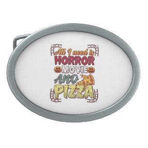 Horror Movie Pizza Halloween Pumpkin Skull Slice_1 Belt Buckle
