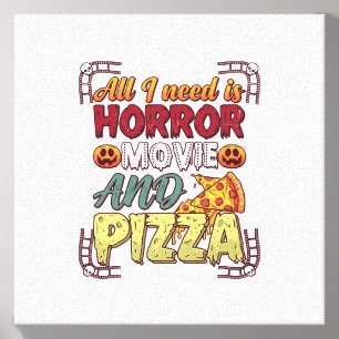 Horror Movie Pizza Halloween Pumpkin Skull Slice_1 Canvas Photo Tile