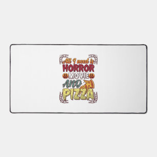 Horror Movie Pizza Halloween Pumpkin Skull Slice_1 Desk Mat