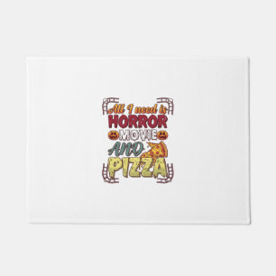 Horror Movie Pizza Halloween Pumpkin Skull Slice_1 Doormat