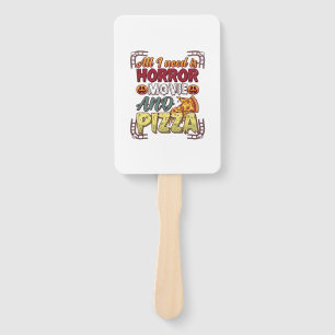 Horror Movie Pizza Halloween Pumpkin Skull Slice_1 Hand Fan
