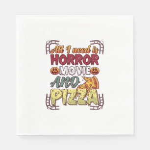 Horror Movie Pizza Halloween Pumpkin Skull Slice_1 Napkins