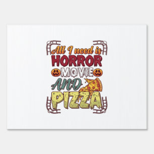 Horror Movie Pizza Halloween Pumpkin Skull Slice_1 Sign