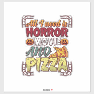 Horror Movie Pizza Halloween Pumpkin Skull Slice_1 Sticker