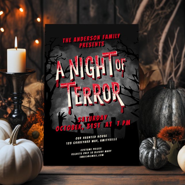Horror Movie Poster Adult Halloween Party Invite (Creator Uploaded)