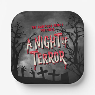 Horror Movie Poster Adult Halloween Party Invite Paper Plates