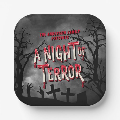 Horror Movie Poster Adult Halloween Party Invite Paper Plates