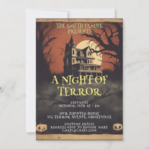 Horror Movie Poster Halloween Party Invitation