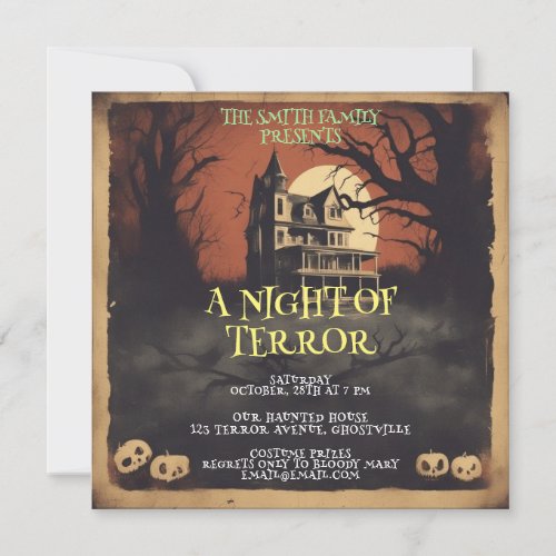Horror Movie Poster Halloween Party Invitation