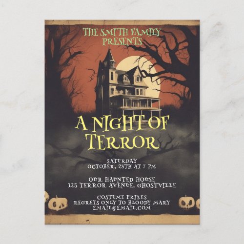 Horror Movie Poster Halloween Party Invitation Postcard