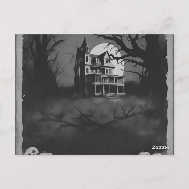 Horror Movie Poster Halloween Party Invitation Postcard (Back)