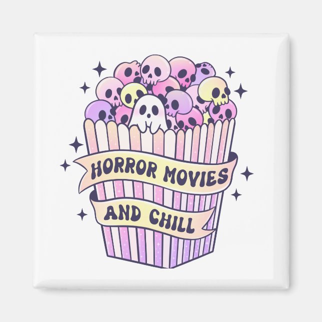 Horror Movies And Chill Cute Halloween Magnet (Front)