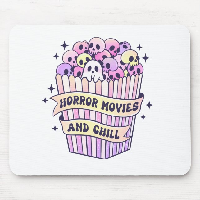 Horror Movies And Chill Cute Halloween Mouse Pad (Front)