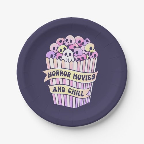 Horror Movies And Chill Cute Halloween Paper Plates