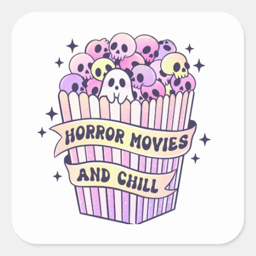 Horror Movies And Chill Cute Halloween Square Sticker