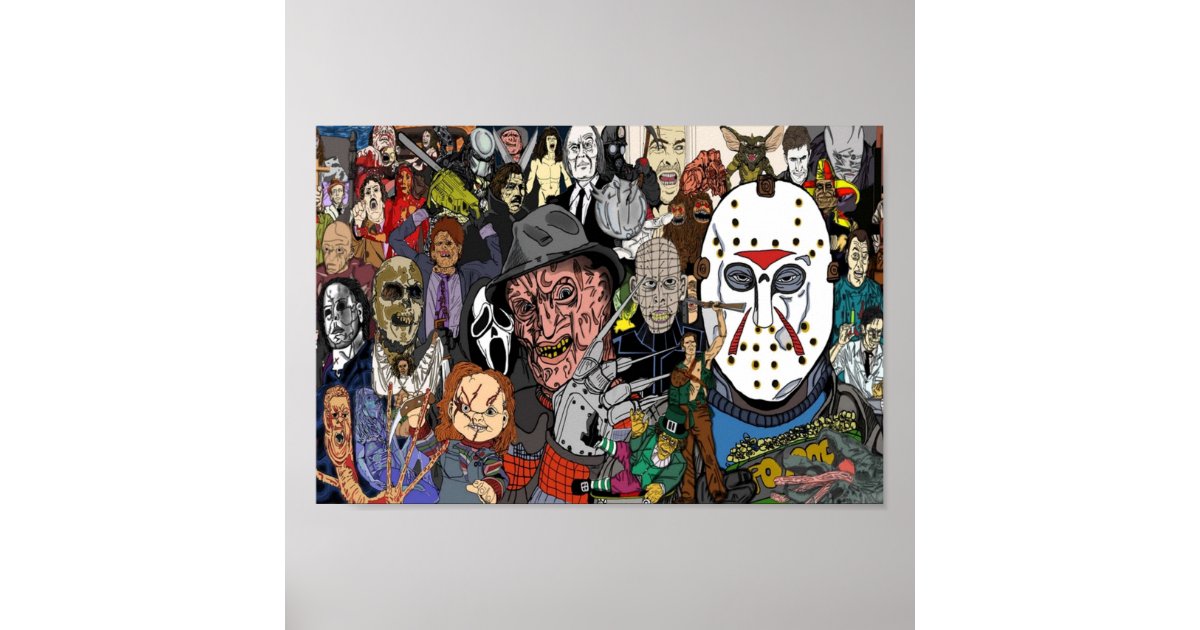 horror movie poster collage