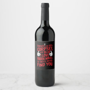 Horror Movies Lovers Halloween Scary Film Wine Label