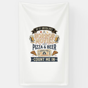 Horror Movies Pizza Beer Funny Halloween_1 Banner