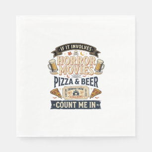 Horror Movies Pizza Beer Funny Halloween_1 Napkins