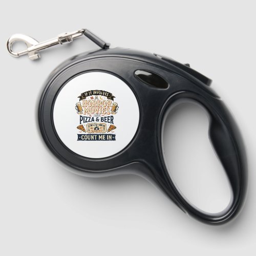 Horror Movies Pizza Beer Funny Halloween_1 Retractable Pet Leash