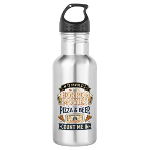 Horror Movies Pizza Beer Funny Halloween_1 Stainless Steel Water Bottle