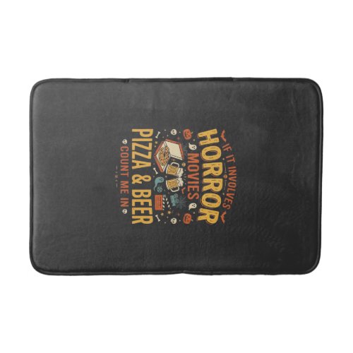 Horror Movies Pizza Beer Halloween Design_1 Bath Mat