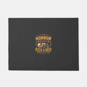 Horror Movies Pizza Beer Halloween Design_1 Doormat