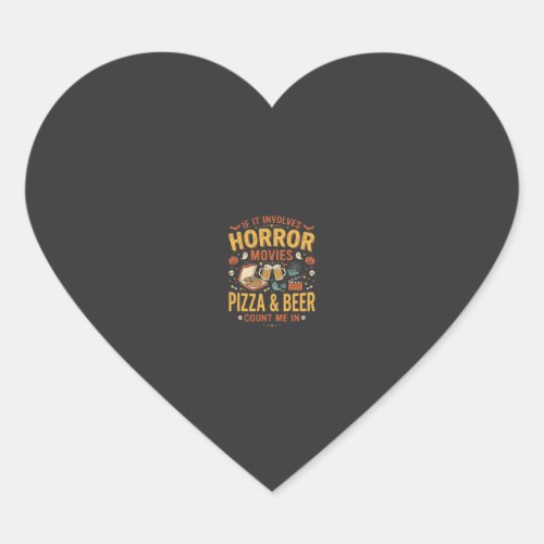 Horror Movies Pizza Beer Halloween Design_1 Heart Sticker