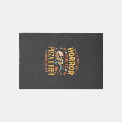 Horror Movies Pizza Beer Halloween Design_1 Rug