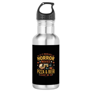 Horror Movies Pizza Beer Halloween Design_1 Stainless Steel Water Bottle