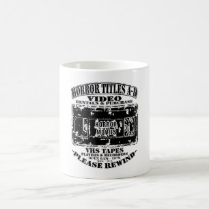 Horror Movies V.H.S Horror Titles A-D Black White Coffee Mug