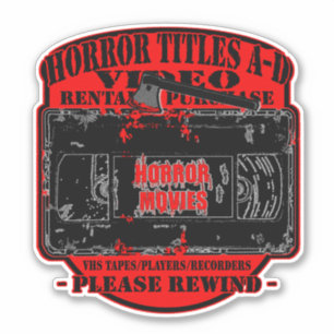 Horror Movies V.H.S Horror Titles A-D R Sticker