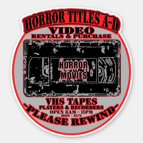 Horror Movies VHS Horror Titles A_D  Round Sticker