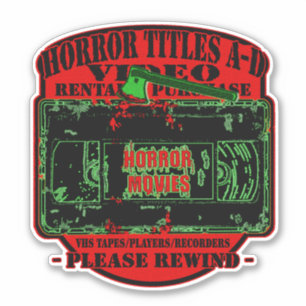 Horror Movies V.H.S Horror Titles A-D Sticker