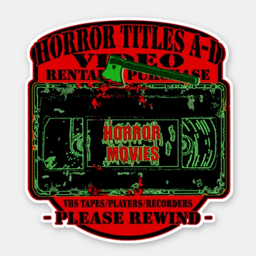 Horror Movies VHS Horror Titles A_D  Sticker