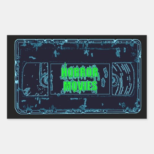 Horror Movies VHS_BlueGreen Rectangular Sticker