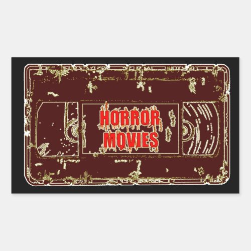 Horror Movies VHS_RedRed Rectangular Sticker