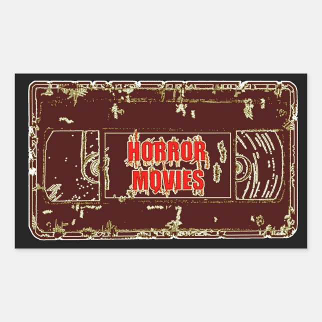 Horror Movies VHS-Red/Red Rectangular Sticker (Front)